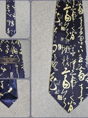 Kai Long 100% Silk Chinese Calligraphy Necktie